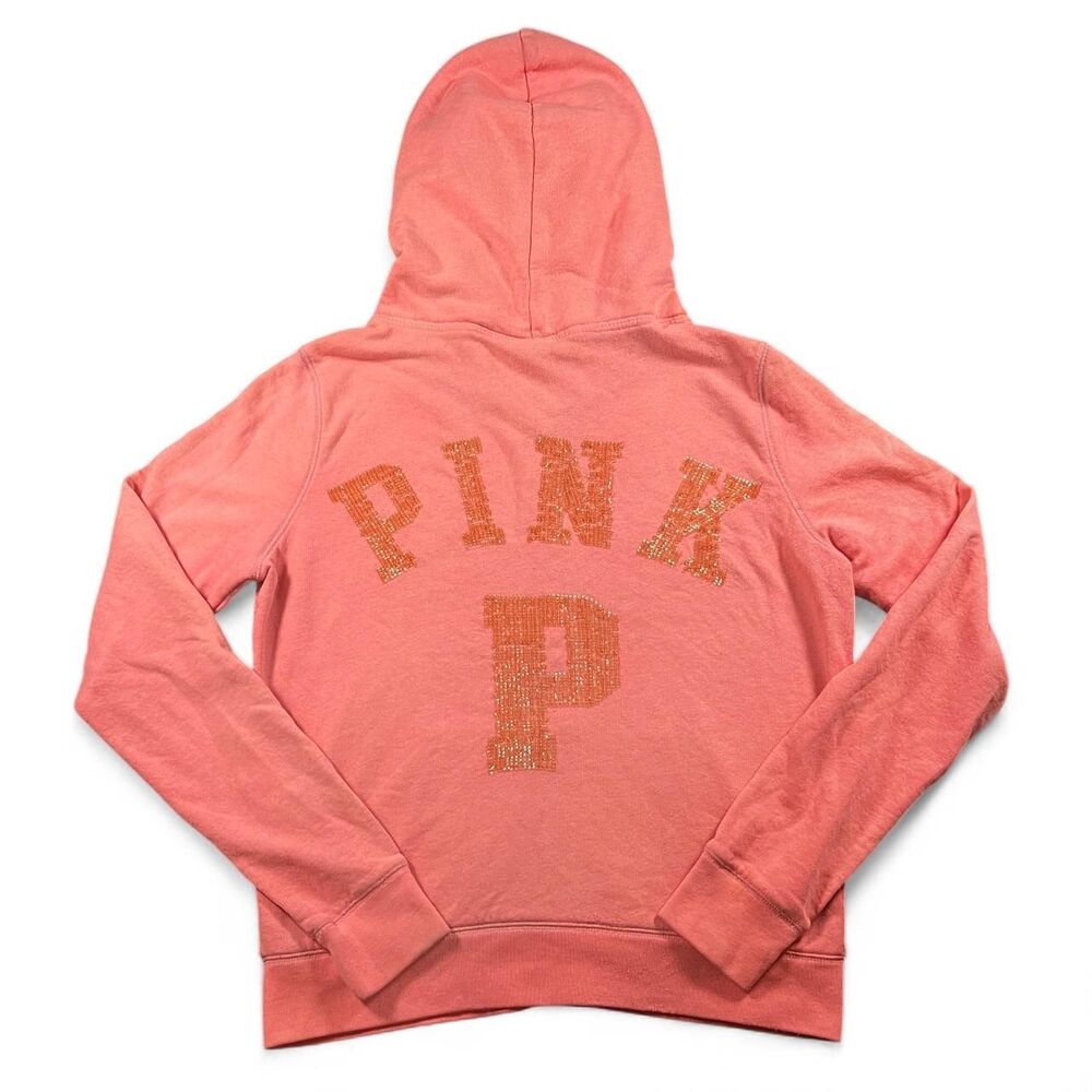 Victoria-s-secret Women's Orange and Pink Hoodie
